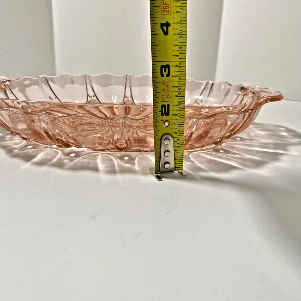 Anchor Hocking Pink Depression Glass Relish Serving Dish Oyster & Pearl Divided